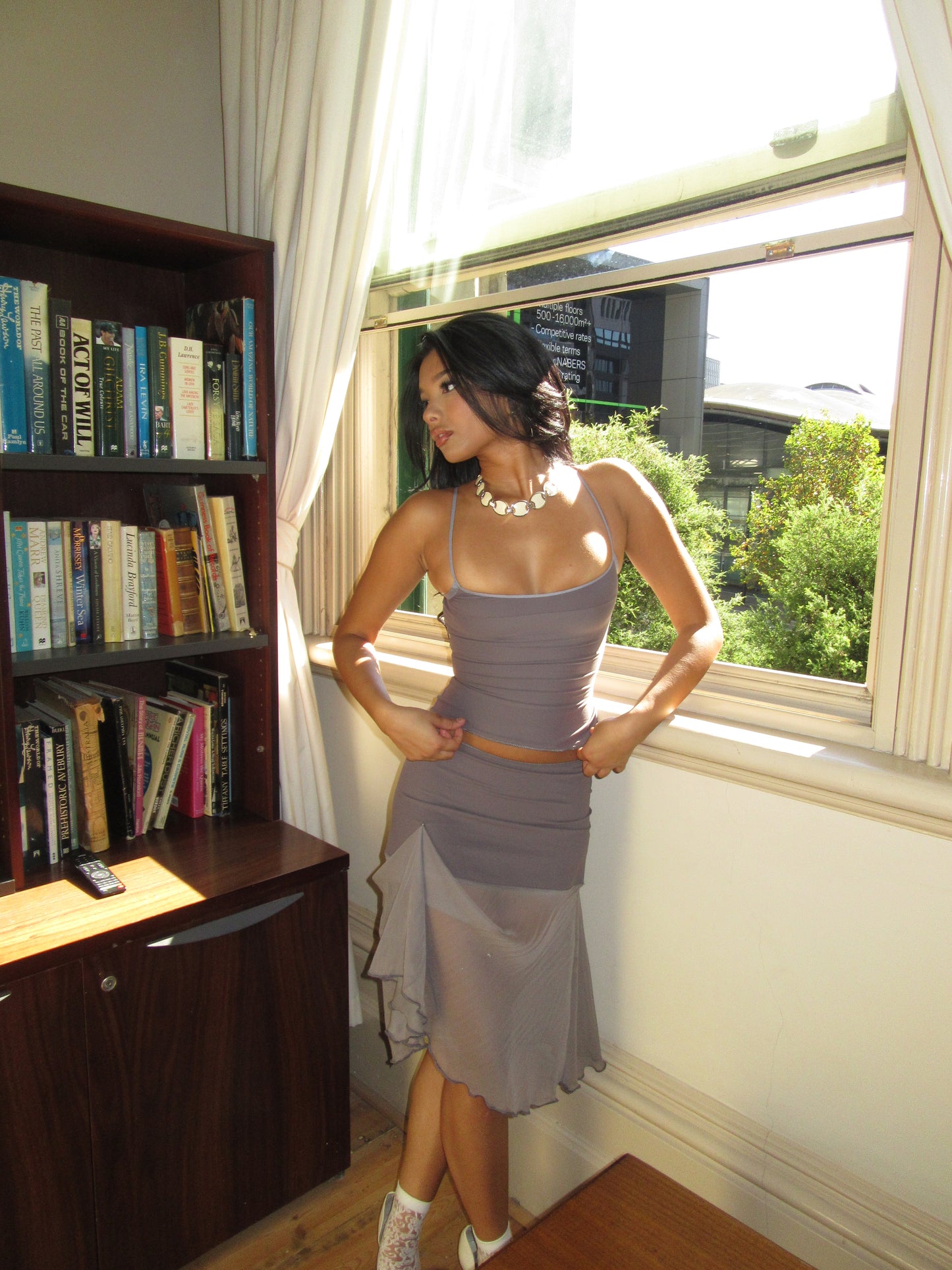 Silk Slip Skirt Storm