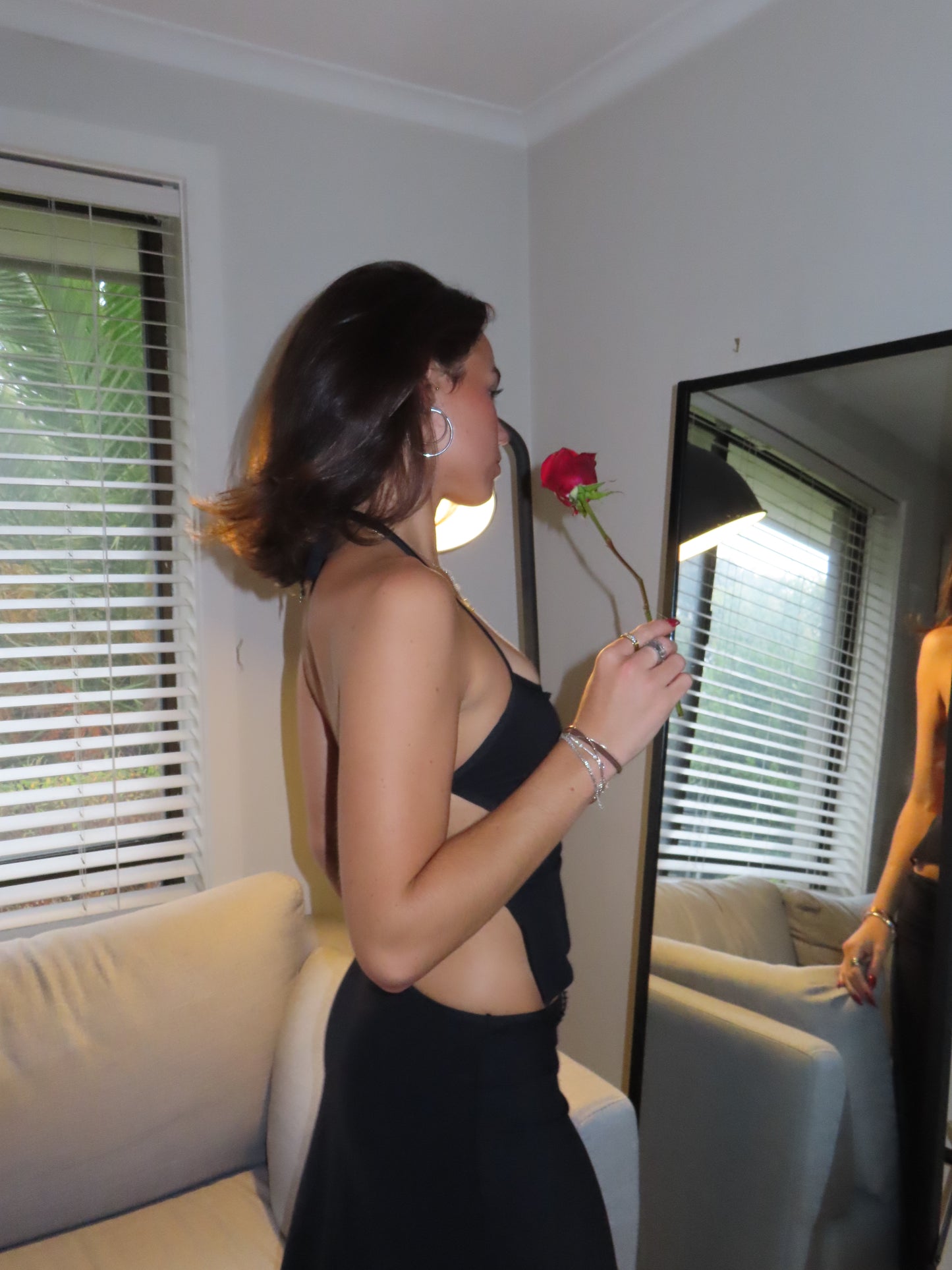 Angela Backless Top Black