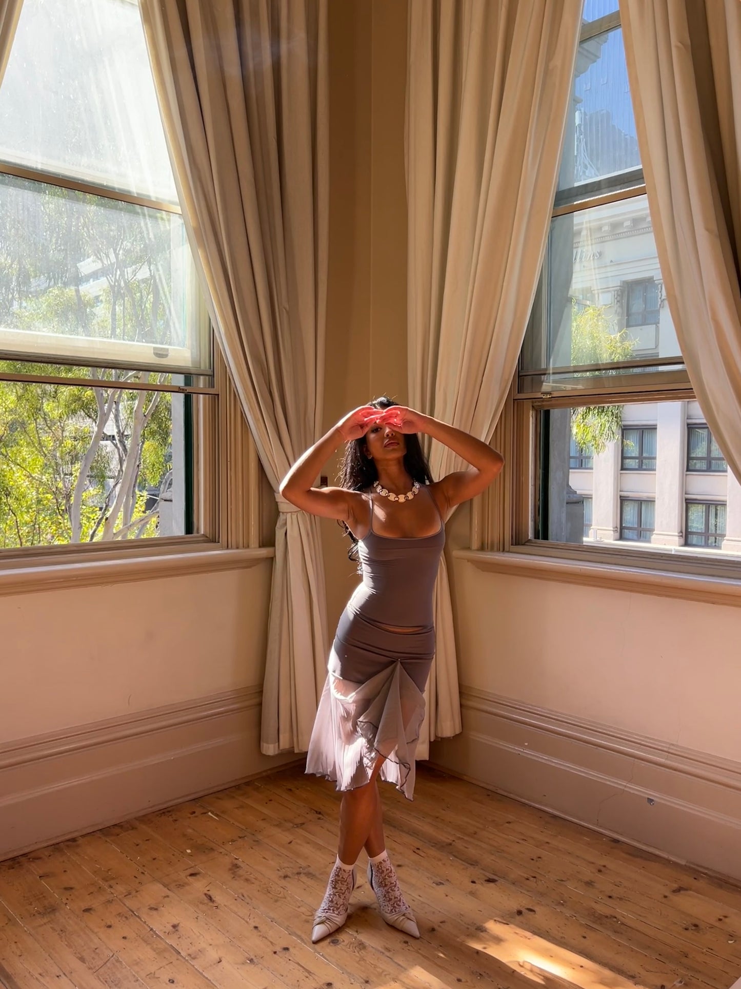 Silk Slip Skirt Storm