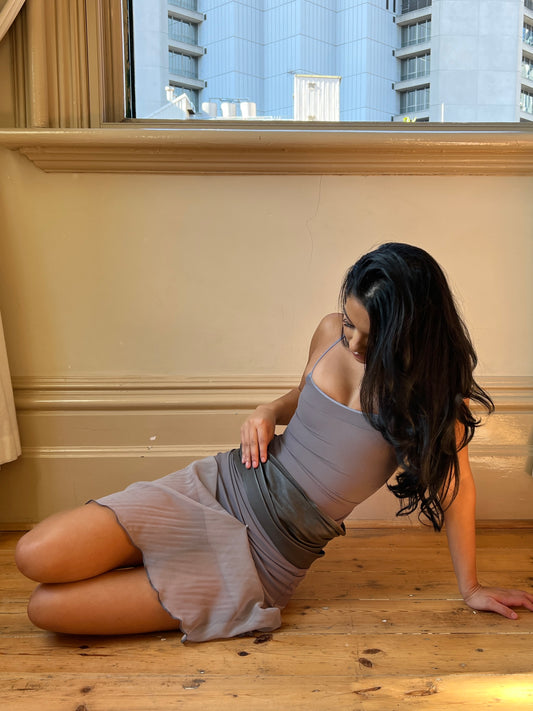 Silk Slip Skirt Storm
